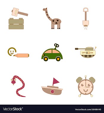 Assembly flat icons kids toys vector image
