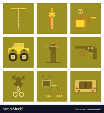Assembly flat icons kids toys vector image