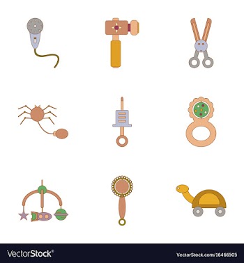 Assembly flat icons kids toys vector image