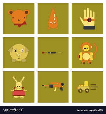 Assembly flat icons kids toys vector image