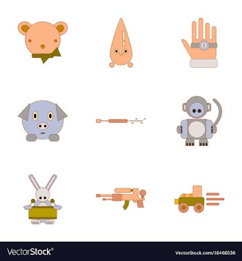 Assembly flat icons kids toys vector image