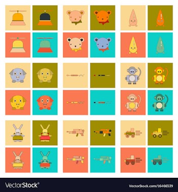 Assembly flat icons kids toys vector image