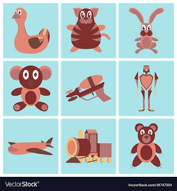 Assembly flat icons kids toys vector image