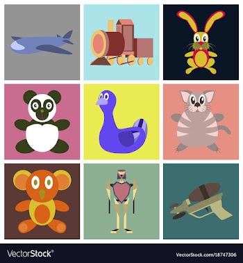 Assembly flat icons kids toys vector image