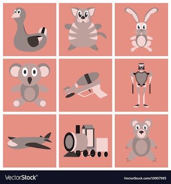Assembly flat icons kids toys vector image