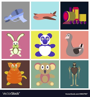 Assembly flat icons kids toys vector image