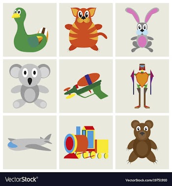 Assembly flat icons kids toys vector image