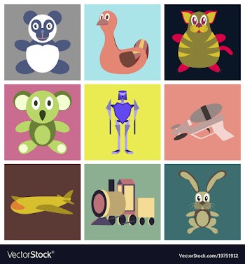 Assembly flat icons kids toys vector image