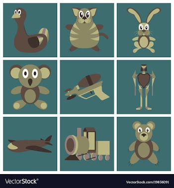 Assembly flat icons kids toys vector image