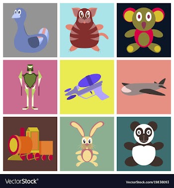 Assembly flat icons kids toys vector image