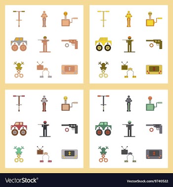 Assembly flat icons Kids toys vector image
