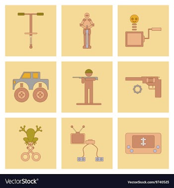 Assembly flat icons Kids toys vector image