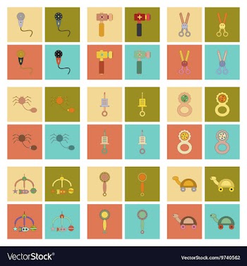 Assembly flat icons Kids toys vector image