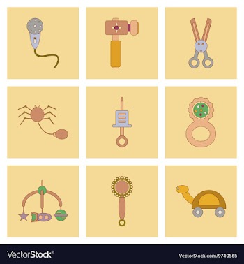 Assembly flat icons Kids toys vector image
