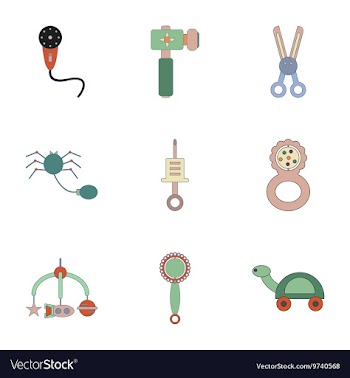Assembly flat icons Kids toys vector image