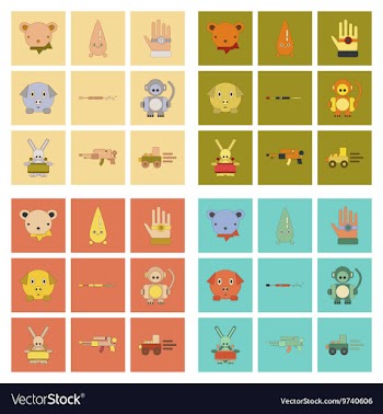 Assembly flat icons Kids toys vector image
