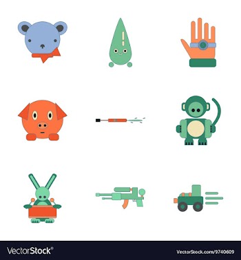 Assembly flat icons Kids toys vector image