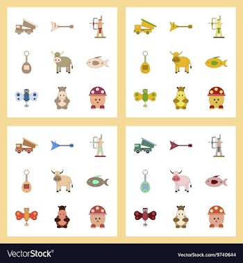 Assembly flat icons Kids toys vector image