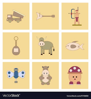 Assembly flat icons Kids toys vector image