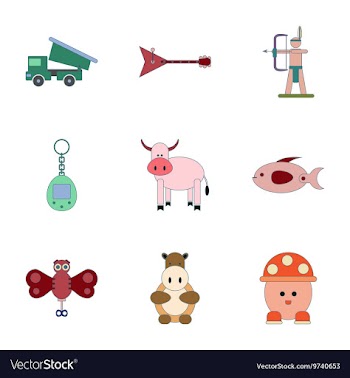 Assembly flat icons Kids toys vector image