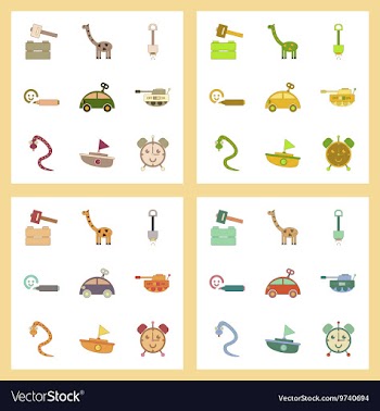 Assembly flat icons Kids toys vector image