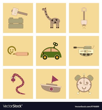 Assembly flat icons Kids toys vector image