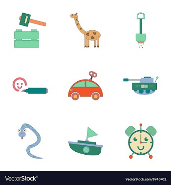 Assembly flat icons Kids toys vector image