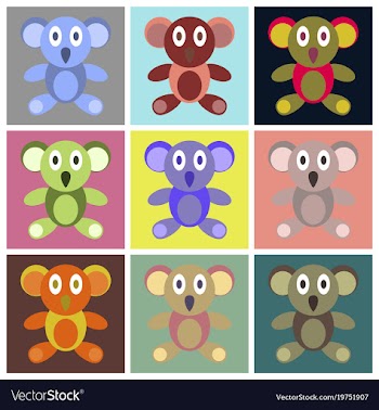 Assembly flat icons koala toy vector image