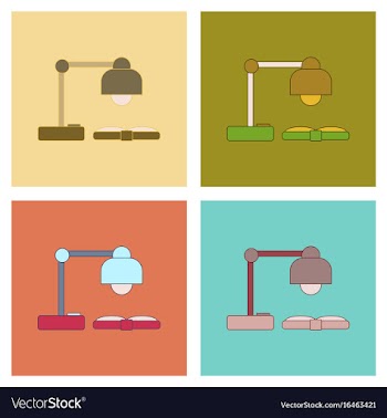 Assembly flat icons lamp open book vector image
