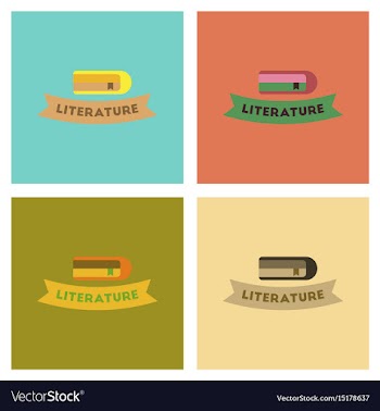 Assembly flat icons literature lesson vector image