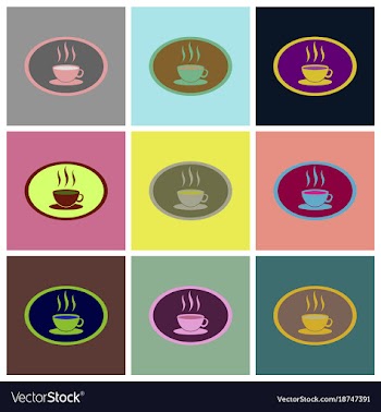 Assembly flat icons logo coffee cup vector image