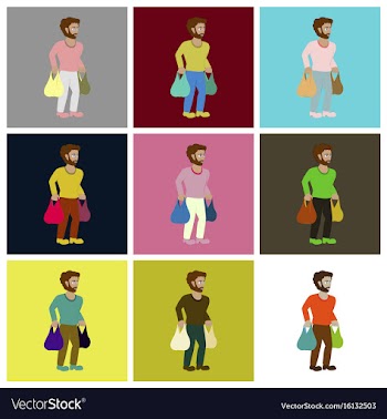 Assembly flat icons man on shopping with packages vector image