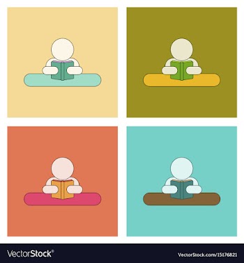 Assembly flat icons man reading book vector image