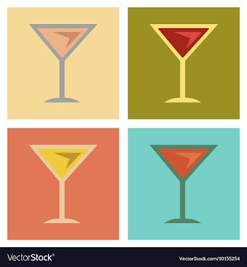 Assembly flat icons martini glass vector image