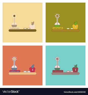 Assembly flat icons math book table vector image