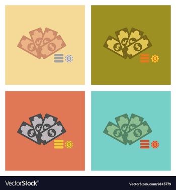 Assembly flat icons Money dice chips vector image