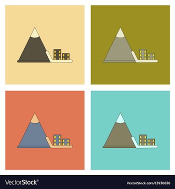 Assembly flat icons mountain avalanche house vector image