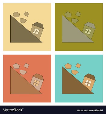 Assembly flat icons Mountain stones fall vector image