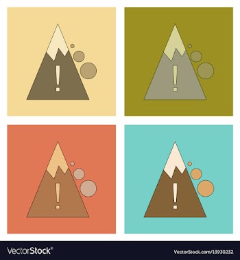 Assembly flat icons mountain stones fall vector image