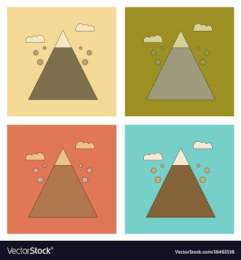 Assembly flat icons mountain stones fall vector image