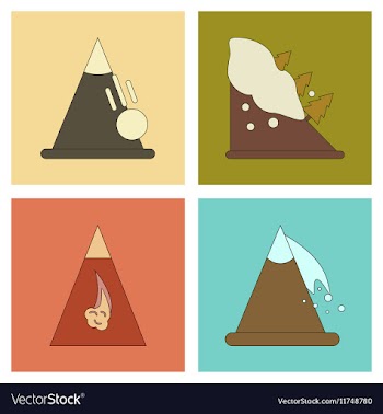 Assembly flat icons mountains snow avalanche vector image