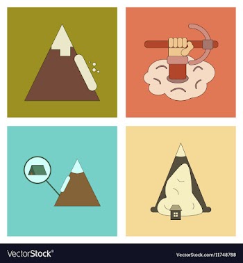 Assembly flat icons mountains snow avalanche vector image