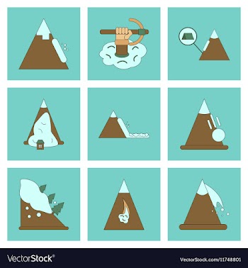 Assembly flat icons mountains snow avalanche vector image