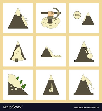 Assembly flat icons mountains snow avalanche vector image
