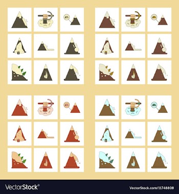 Assembly flat icons mountains snow avalanche vector image