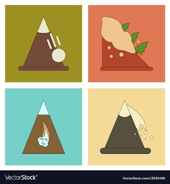 Assembly flat icons mountains snow avalanche vector image