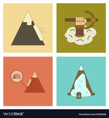 Assembly flat icons mountains snow avalanche vector image