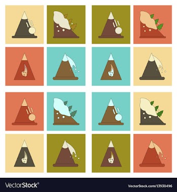 Assembly flat icons mountains snow avalanche vector image