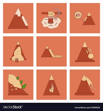 Assembly flat icons mountains snow avalanche vector image