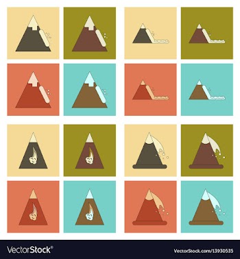 Assembly flat icons mountains snow avalanche vector image